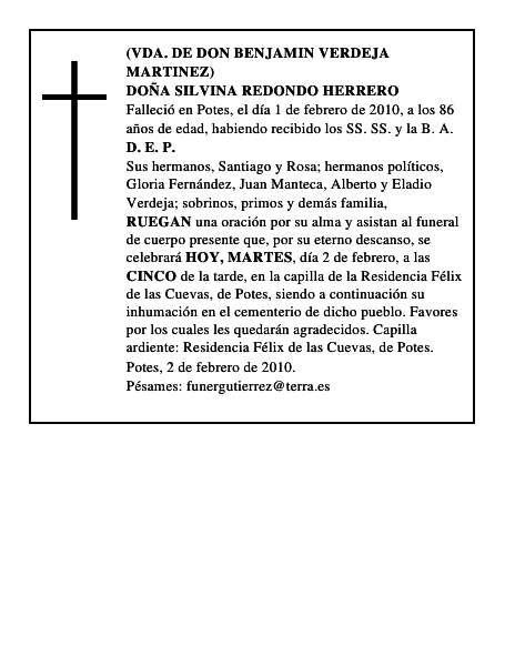 DOÑA SILVINA REDONDO HERRERO