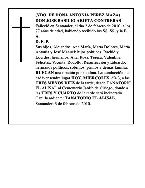 DON JOSE BASILIO ARIETA CONTRERAS