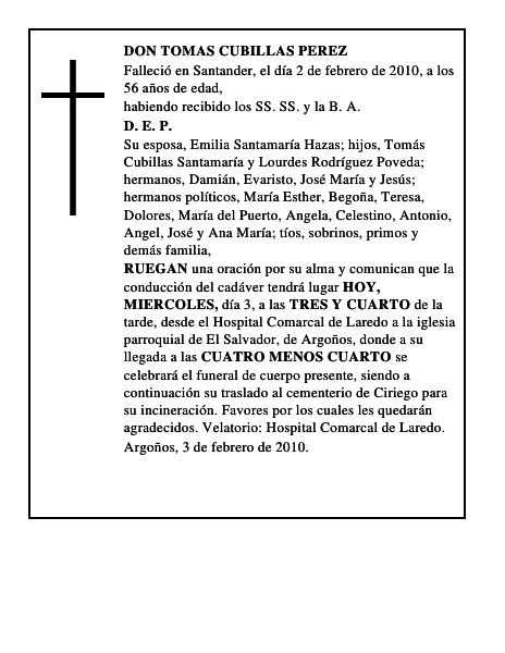 DON TOMAS CUBILLAS PEREZ