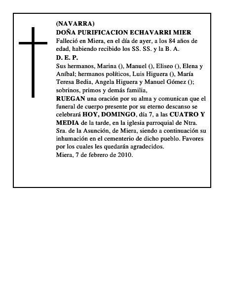 DOÑA PURIFICACION ECHAVARRI MIER