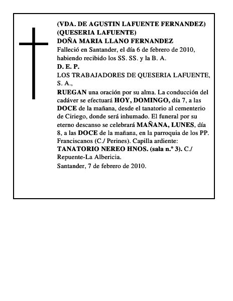 DOÑA MARIA LLANO FERNANDEZ