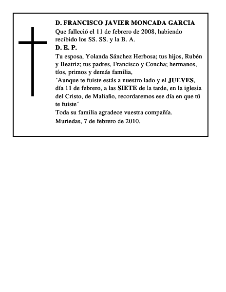 D. FRANCISCO JAVIER MONCADA GARCIA