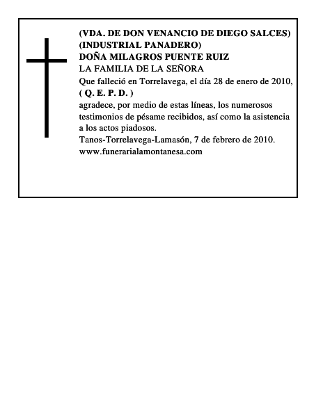 DOÑA MILAGROS PUENTE RUIZ
