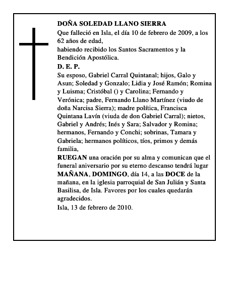 DOÑA SOLEDAD LLANO SIERRA