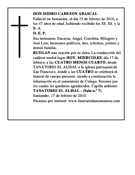DON ISIDRO CABEZON ABASCAL