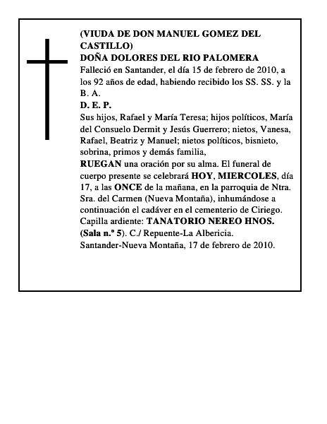 DOÑA DOLORES DEL RIO PALOMERA