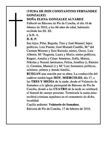 DOÑA ELENA GONZALEZ ALVAREZ