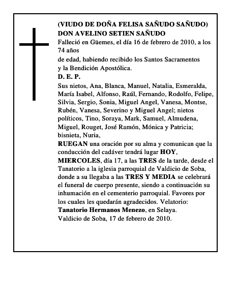 DON AVELINO SETIEN SAÑUDO