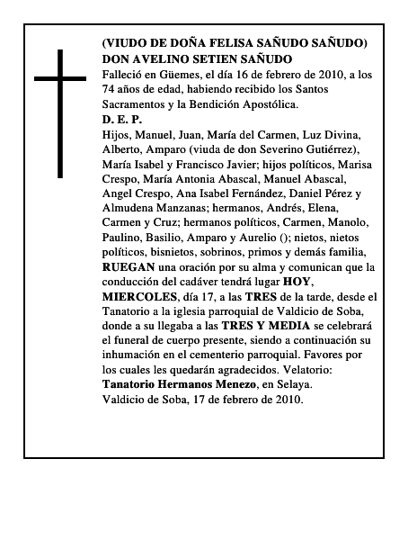 DON AVELINO SETIEN SAÑUDO