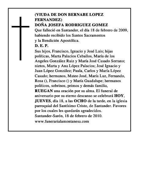 DOÑA JOSEFA RODRIGUEZ GOMEZ