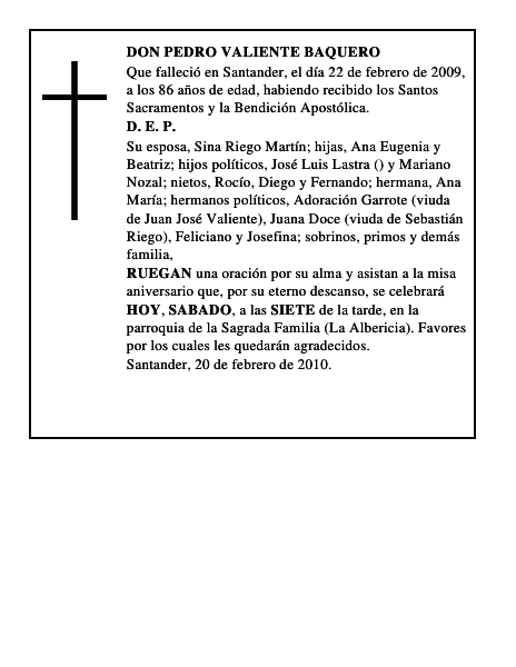 DON PEDRO VALIENTE BAQUERO