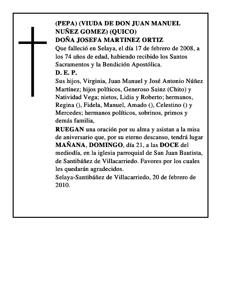 DOÑA JOSEFA MARTINEZ ORTIZ