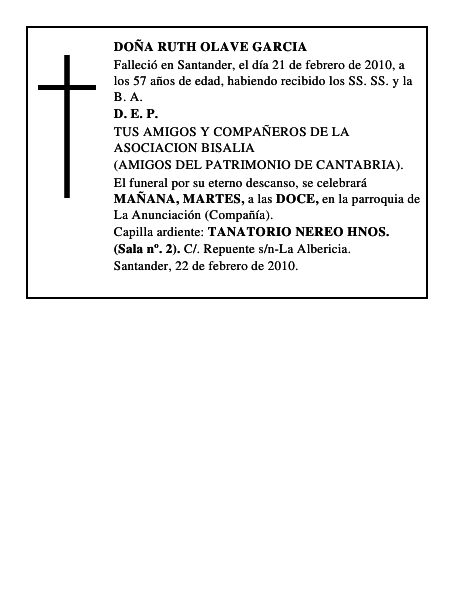 DOÑA RUTH OLAVE GARCIA