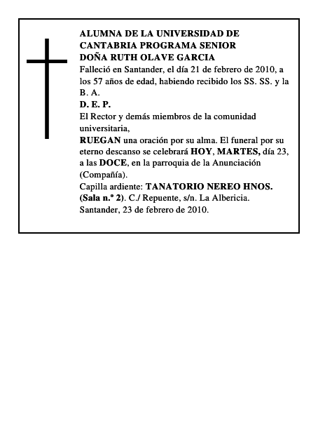 DOÑA RUTH OLAVE GARCIA