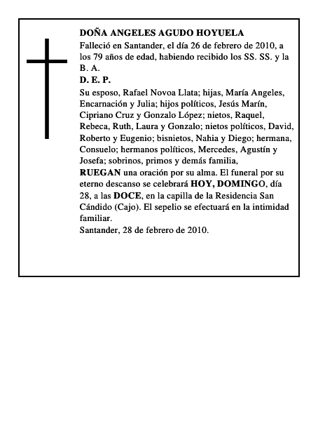 DOÑA ANGELES AGUDO HOYUELA