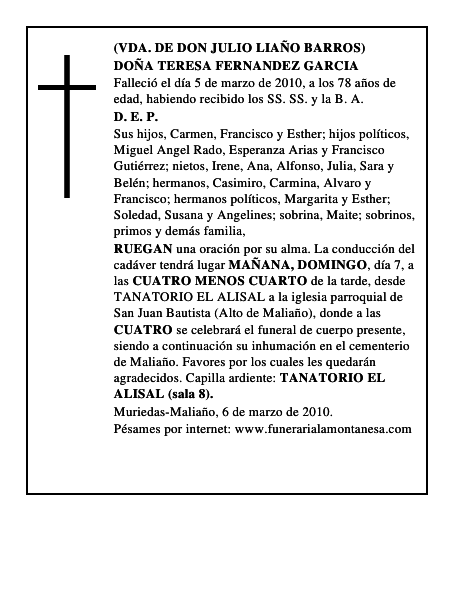 DOÑA TERESA FERNANDEZ GARCIA