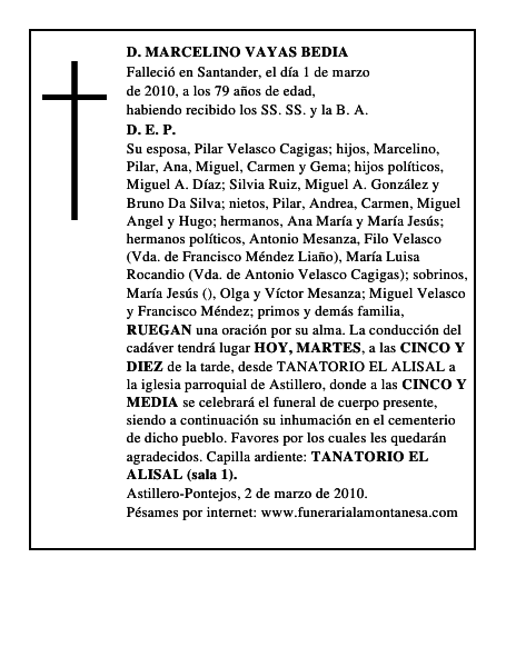 D. MARCELINO VAYAS BEDIA
