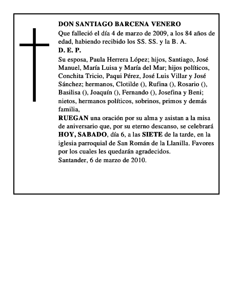 DON SANTIAGO BARCENA VENERO