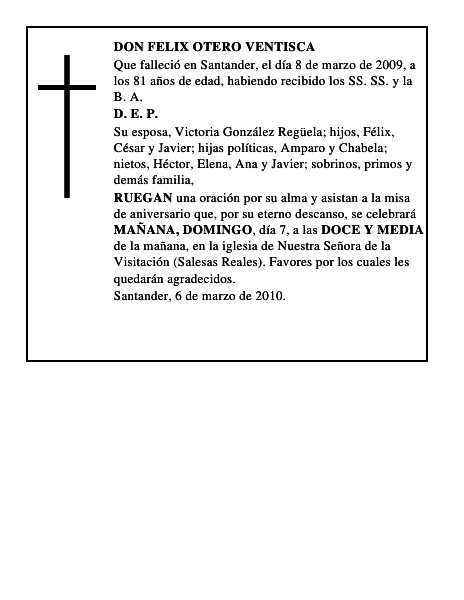 DON FELIX OTERO VENTISCA