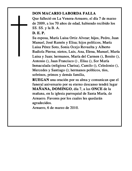 DON MACARIO LABORDA FALLA