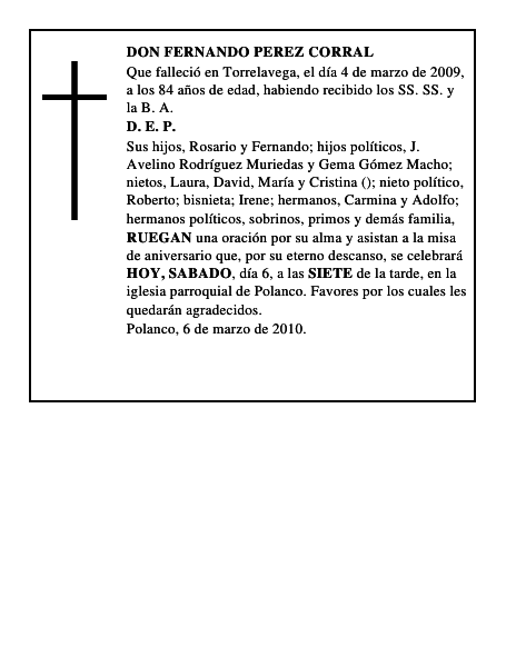 DON FERNANDO PEREZ CORRAL
