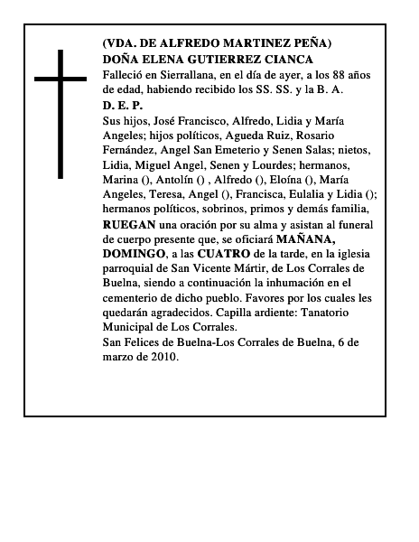 DOÑA ELENA GUTIERREZ CIANCA