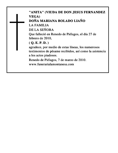 DOÑA MARIANA BOLADO LIAÑO