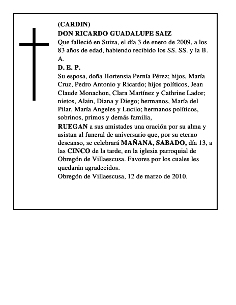 DON RICARDO GUADALUPE SAIZ
