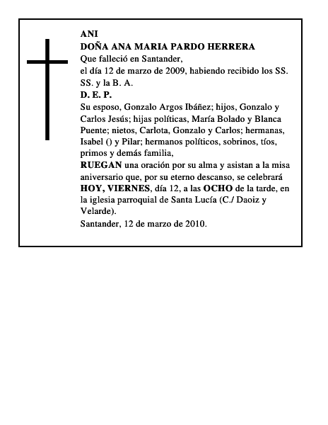 DOÑA ANA MARIA PARDO HERRERA