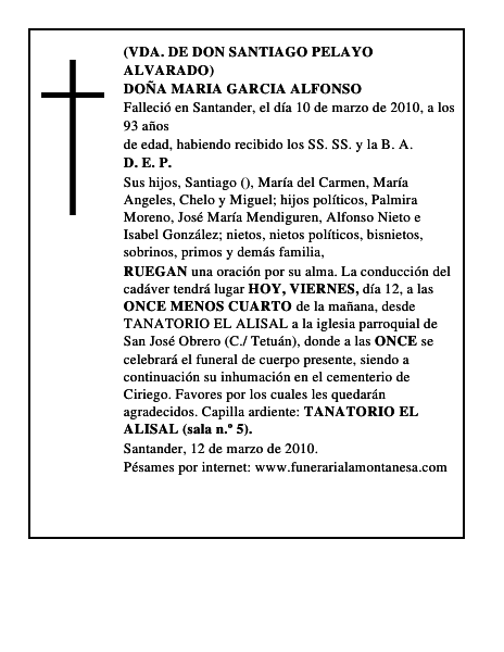 DOÑA MARIA GARCIA ALFONSO