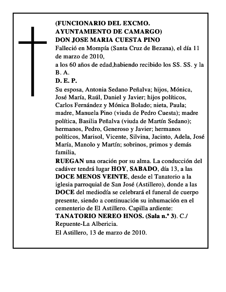 DON JOSE MARIA CUESTA PINO