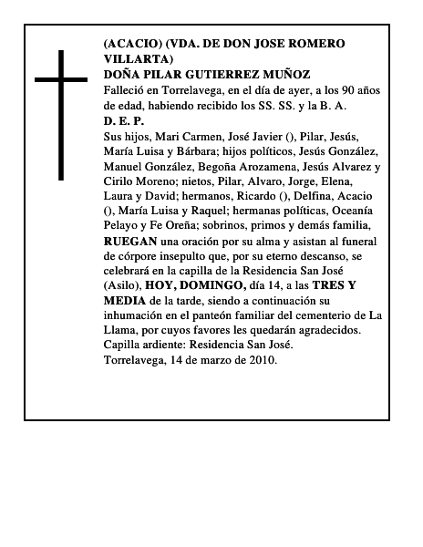DOÑA PILAR GUTIERREZ MUÑOZ