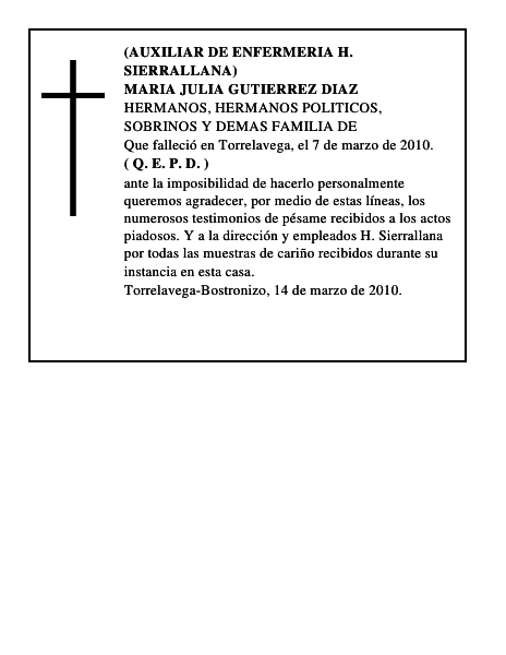 MARIA JULIA GUTIERREZ DIAZ