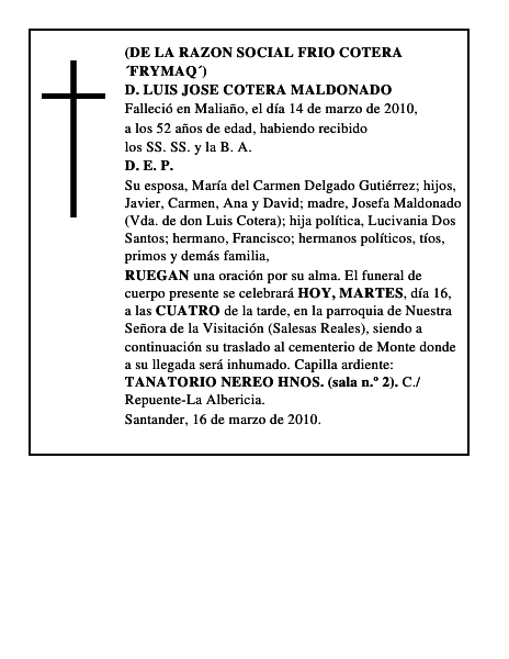 D. LUIS JOSE COTERA MALDONADO