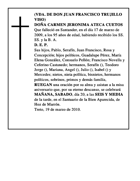 DOÑA CARMEN JERONIMA ATECA CUETOS