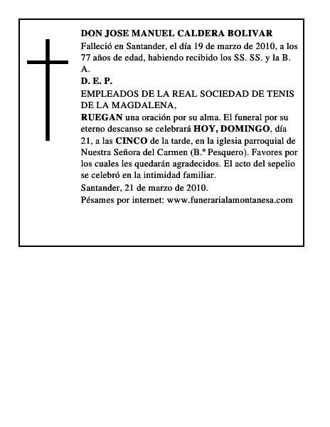 DON JOSE MANUEL CALDERA BOLIVAR