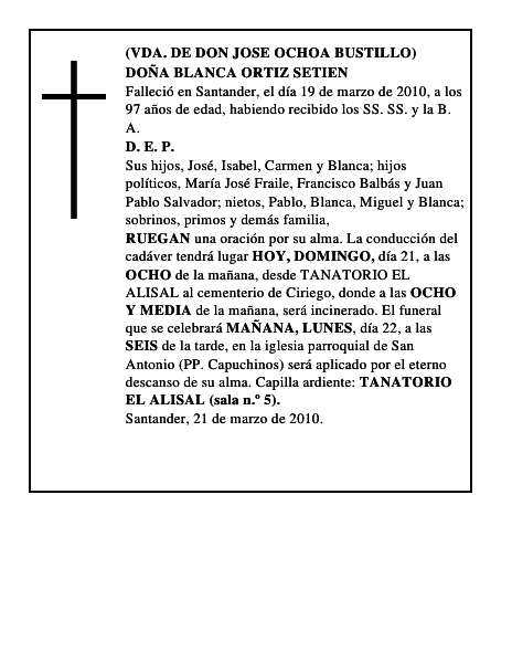 DOÑA BLANCA ORTIZ SETIEN