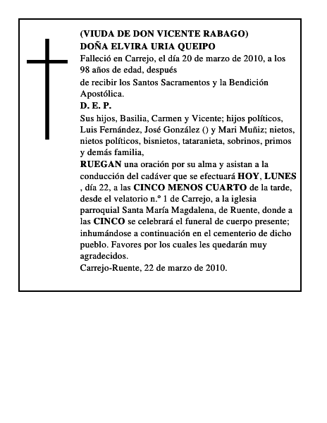 DOÑA ELVIRA URIA QUEIPO