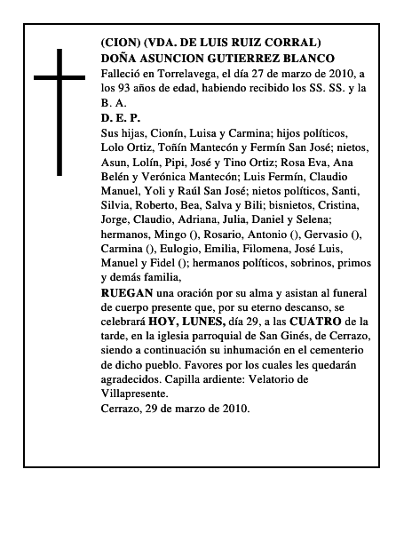 DOÑA ASUNCION GUTIERREZ BLANCO