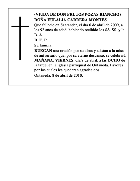 DOÑA EULALIA CARRERA MONTES