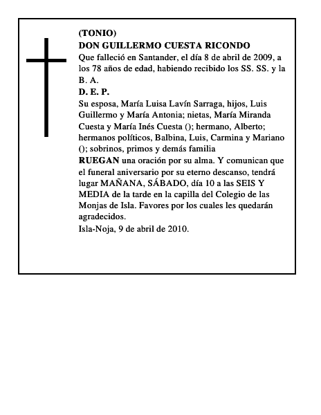 DON GUILLERMO CUESTA RICONDO
