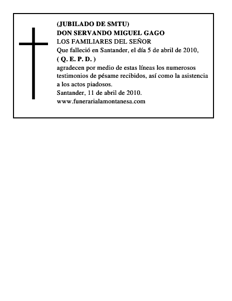 DON SERVANDO MIGUEL GAGO