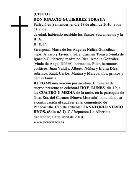 DON IGNACIO GUTIERREZ TORAYA