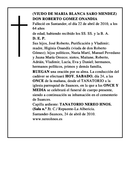 DON ROBERTO GOMEZ ONANDIA