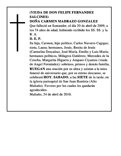 DOÑA CARMEN MADRAZO GONZALEZ