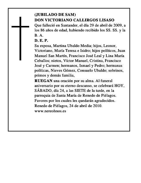 DON VICTORIANO CALLIRGOS LISASO