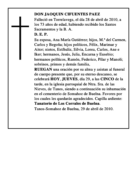 DON JAOQUIN CIFUENTES PAEZ