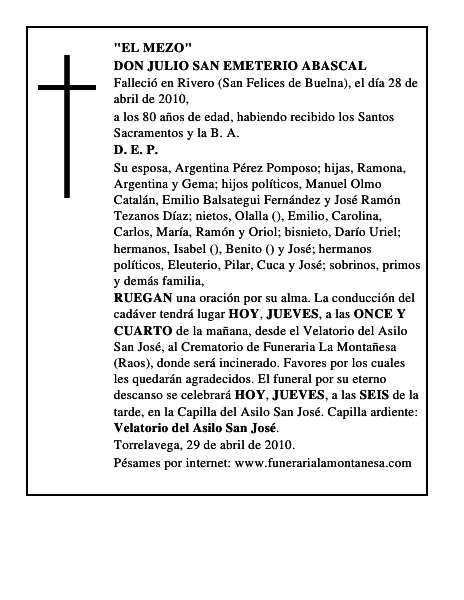 DON JULIO SAN EMETERIO ABASCAL