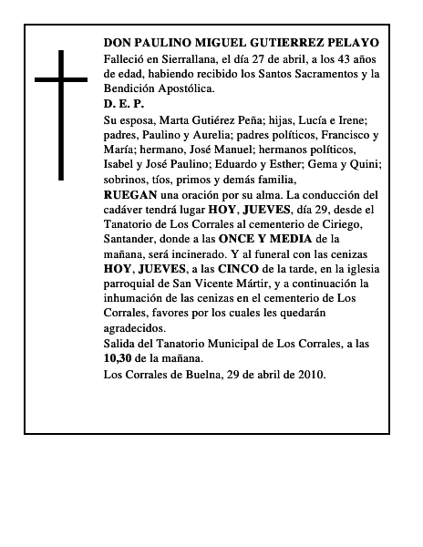 DON PAULINO MIGUEL GUTIERREZ PELAYO