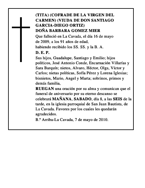 DOÑA BARBARA GOMEZ MIER